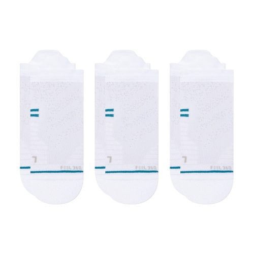 Stance Athletic Tab White socks 3-pack with FreshTek moisture control, INFIKNIT durability, and medium cushioning.