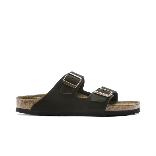 Mocha Birkenstock Arizona sandals with soft footbed, suede upper, and adjustable straps.