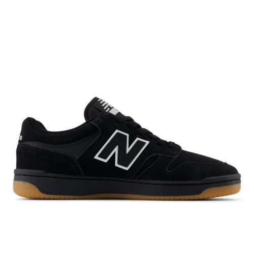 New Balance Numeric 480 Shoes in Black/White with durable leather upper