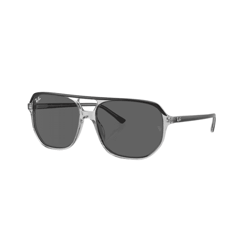 "Ray-Ban Bill One sunglasses in polished dark grey on transparent grey acetate with classic grey lenses.