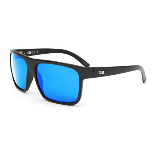 OTIS After Dark sunglasses, matte black frame, mirror blue mineral glass lenses, lightweight.