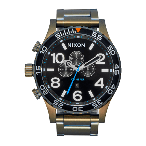 Nixon 51-30 Chrono in black sunray/surplus, oversized face, 300m water resistance.